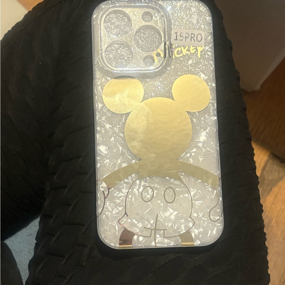 Gold holographic Mickey Mouse iPhone 15 Pro Case